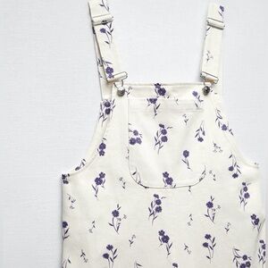 Zara Floral Denim Overalls